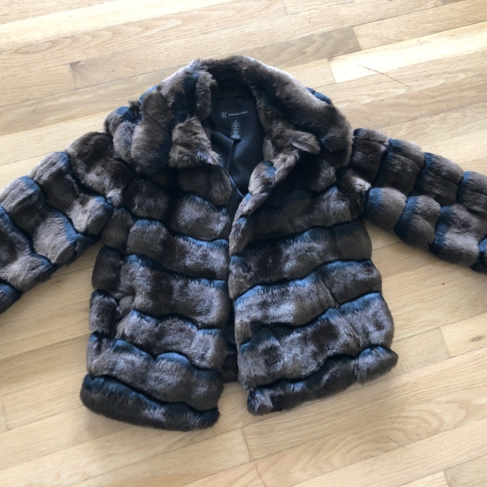 INC faux fur jacket